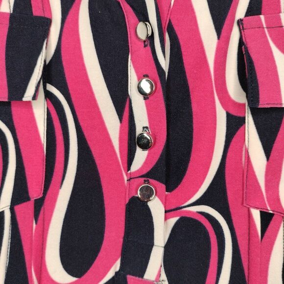 Cocomo Women's Plus Size 1X Pink Multi Color Pintuck 3/4 Sleeve Blouse Top - Picture 6 of 9